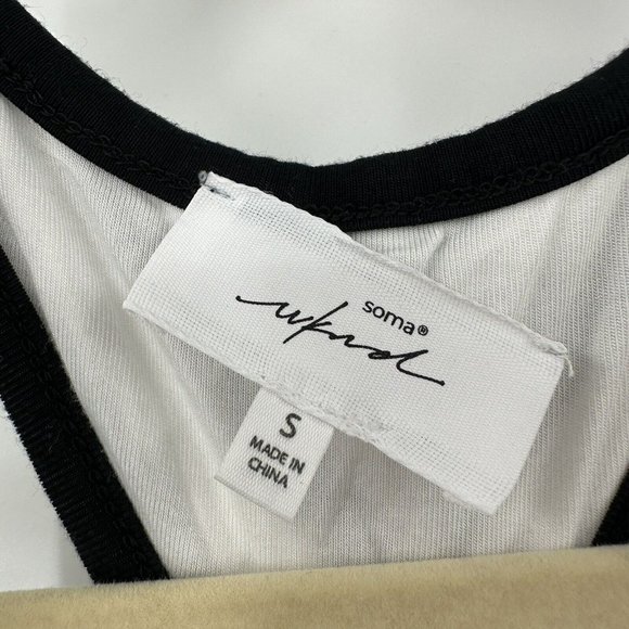 SOMA Weekend Black White Stripe Sz S Soft Jersey Maxi Dress Shelf Bra Racerback - Picture 10 of 14